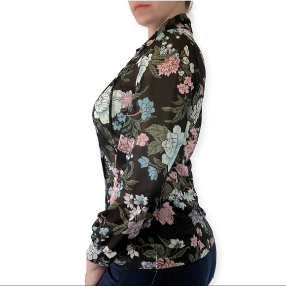 Vintage Sheer blouse 70s Lady Arrow floral‎ Top blouse - Picture 4 of 6